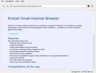 A screenshot of kristall